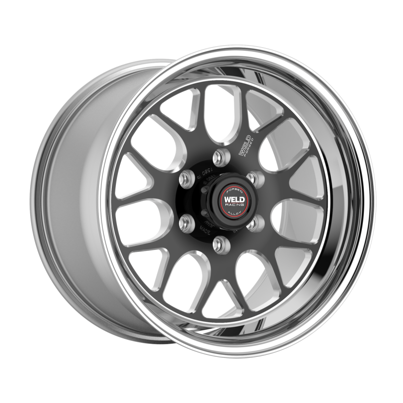 Weld S77 HD forged wheel with black center and polished shell, 20x8.5 inch, 6x139.7 bolt pattern, non-BL wheel