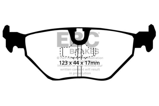EBC Redstuff rear brake pads for BMW M3 E30 2.3 (87-91), high-performance brake pads with red friction material.