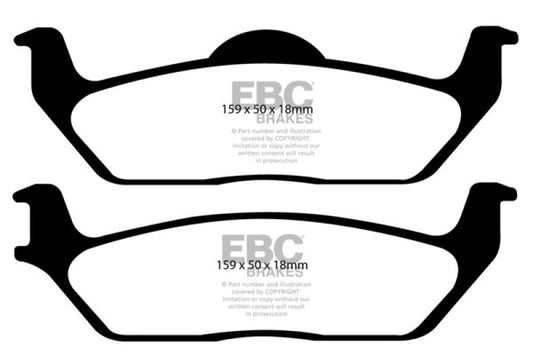 EBC Ultimax2 rear brake pads for Ford F150 3.5 Twin Turbo 2WD, 6-lug OE replacement brake pads, black friction material