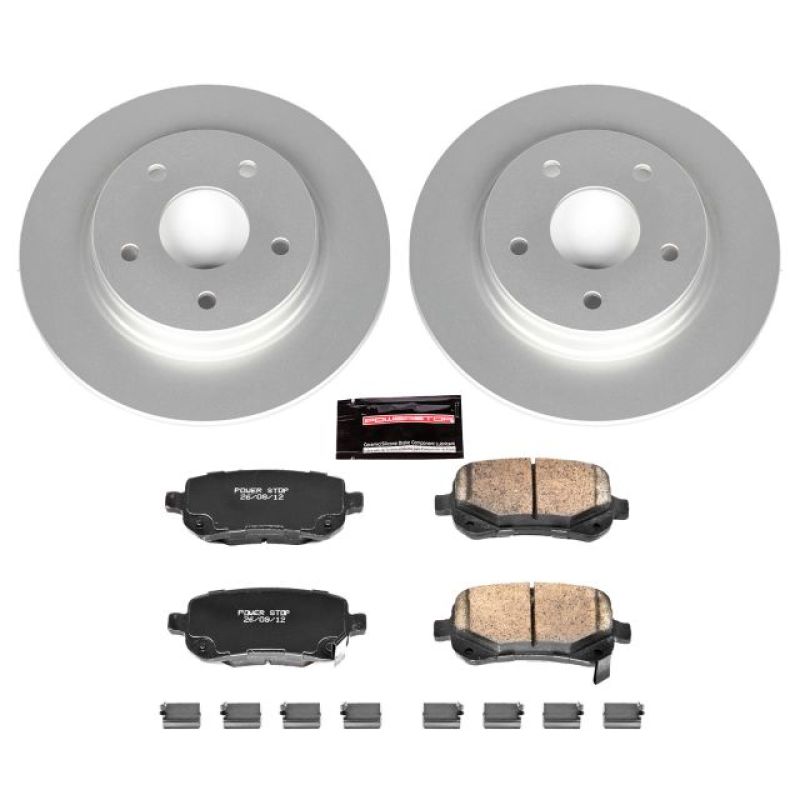 PowerStop Z17 Evolution geomet coated rear brake kit installed on a Chrysler Town & Country vehicle.