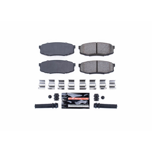PowerStop Z23 Evolution Sport brake pads with hardware for rear of Lexus LX570, high-performance braking components.