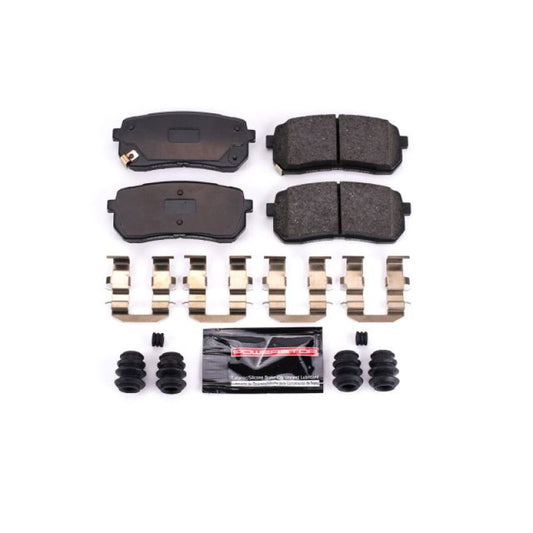 PowerStop Z23 Evolution Sport rear brake pads with hardware for Hyundai Veracruz 2007-2012, high-performance brake system replacement.