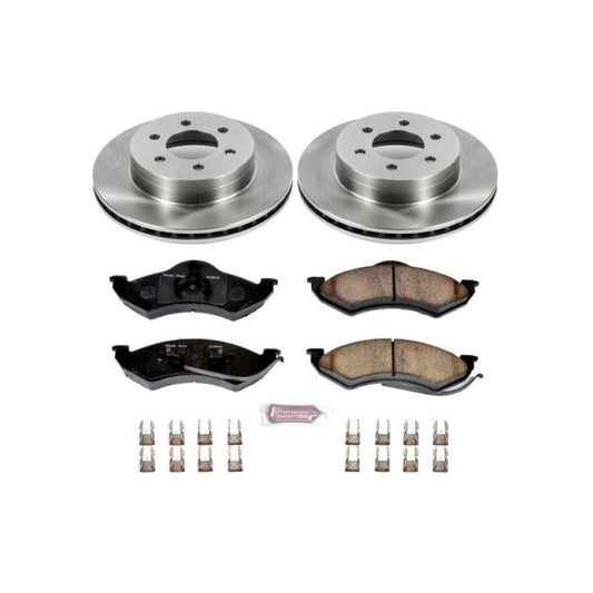 PowerStop OE front brake kit for 1999 Dodge Dakota with brake rotors and calipers, designed for optimal stopping power.