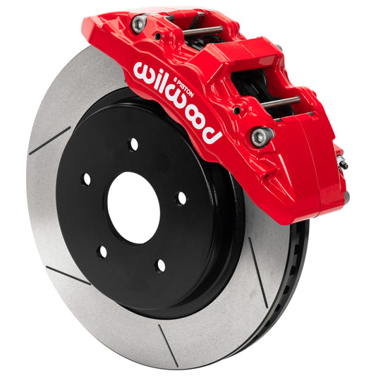 Wilwood Aero6-DM big brake kit for 2013-2018 RAM 1500 4WD, red slotted rotor with 5x5.50in hub, 13.38in diameter.