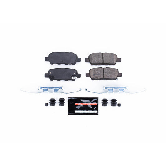 PowerStop Z23 Evolution Sport rear brake pads for Infiniti EX35, showing the brake pads with hardware components.