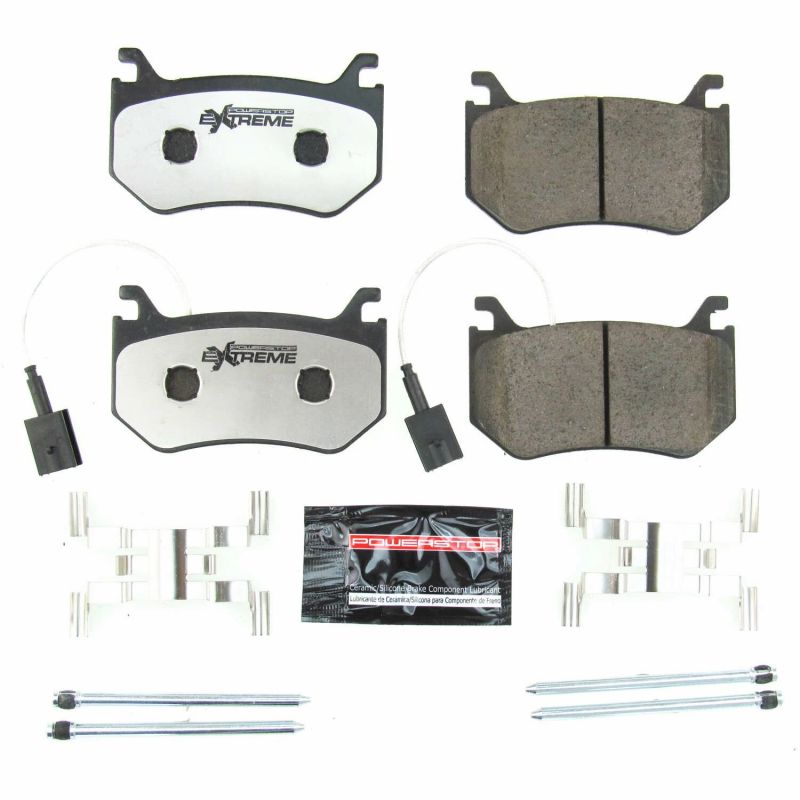 PowerStop Z26 Extreme Street brake pads for 2017-2018 Alfa Romeo Giulia rear, includes hardware, high-performance brake components