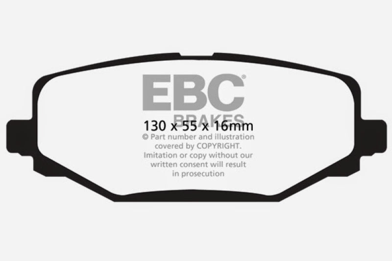 EBC 12+ Chrysler Town & Country 3.6 rear brake pads, OE quality Ultimax2 brake pads with metal backing for reliable stopping power.