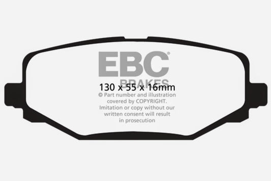 EBC 12+ Chrysler Town & Country 3.6 rear brake pads, OE quality Ultimax2 brake pads with metal backing for reliable stopping power.