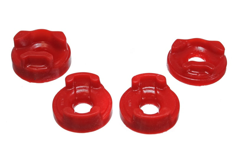 Energy Suspension red motor mount insert set for Toyota Matrix 2003-2006, front and rear torque position bushings.