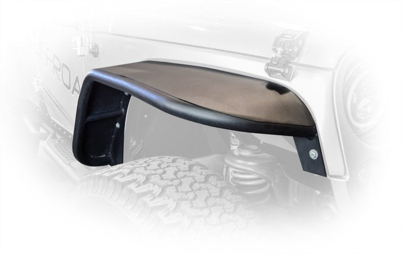 DV8 Offroad Jeep Wrangler JK flat tube fenders, front and rear, for 2007-2018 Jeep JK off-road vehicle with rugged design