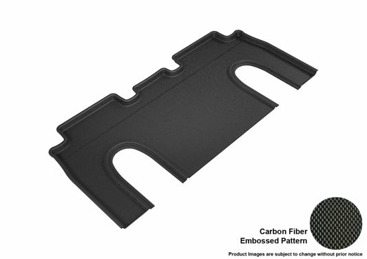 Black 3D MAXpider rubber floor mats for 2016-2020 Tesla Model X 6-seats second row, showing textured surface and custom fit.