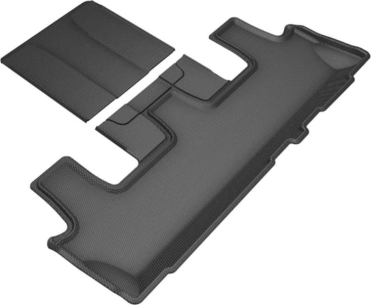 Black 3D MAXpider rubber floor mats for 3rd row of Lincoln Navigator and Ford Expedition/Navigator, 2018-2020 model.