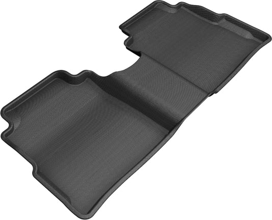 Black rubber 3D MAXpider Kagu second-row floor mats for 2018-2019 Nissan Kicks, designed to protect vehicle flooring.