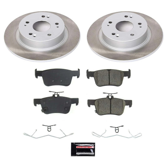PowerStop rear semi-coated brake rotor kit for Honda Accord 2018-2022, performance blank brake kit with detailed rotor surface.