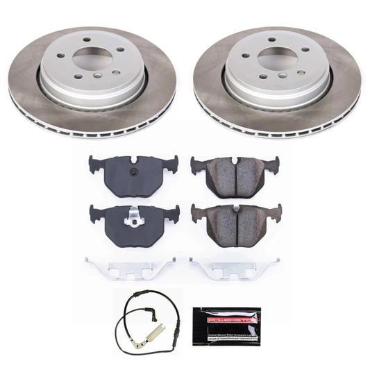 PowerStop rear semi-coated brake rotor kit for BMW 530i (2004-2007), performance blank brake rotors for enhanced stopping power