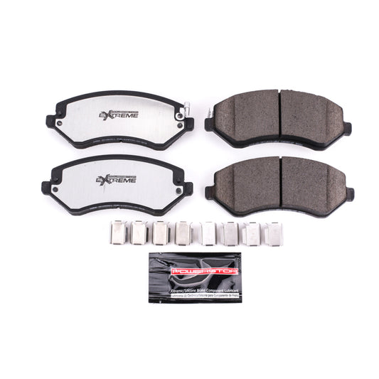 PowerStop Z36 truck and tow front brake pads for Chrysler Town & Country with hardware, performance brake pads for towing and heavy-duty use.