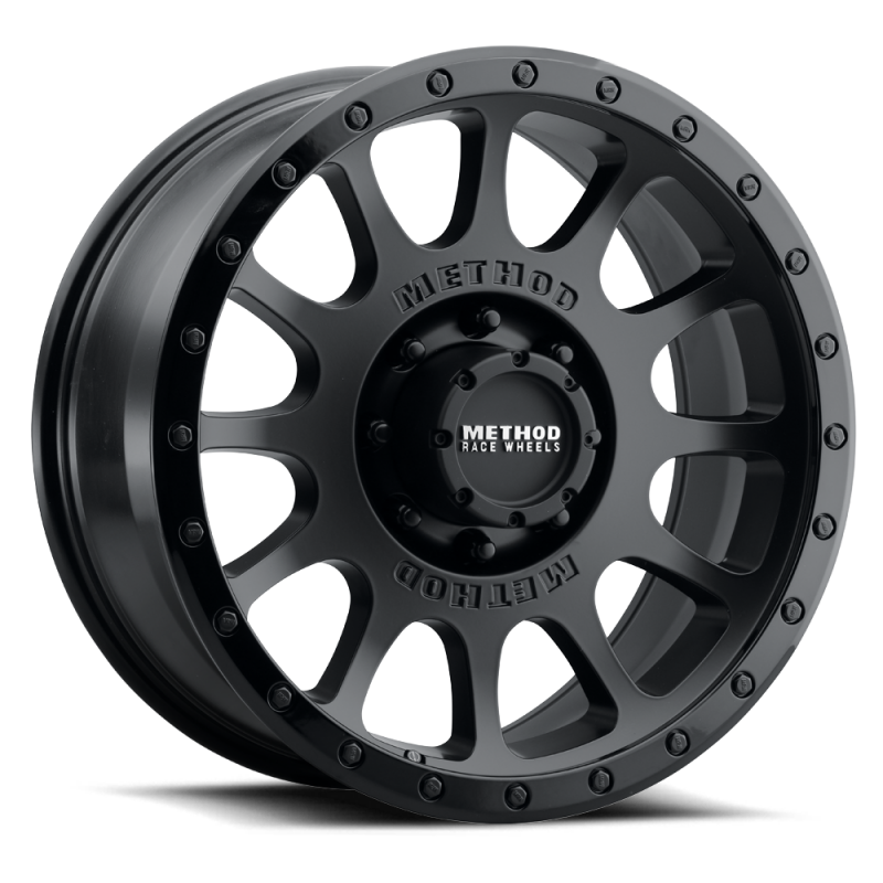 Method MR305 NV 20x9 inch cast wheel with 18mm offset and 8x170 bolt pattern in double black finish.