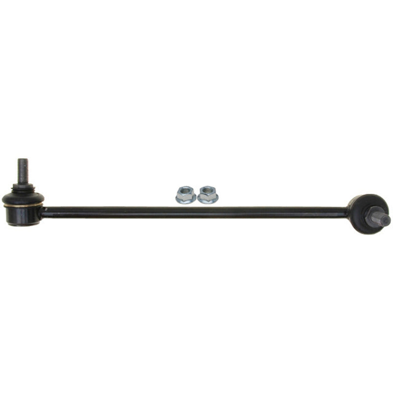Moog Kia Rio 2006-2011 front right sway bar link kit, showing the sway bar endlinks with mounting hardware and rubber bushings.