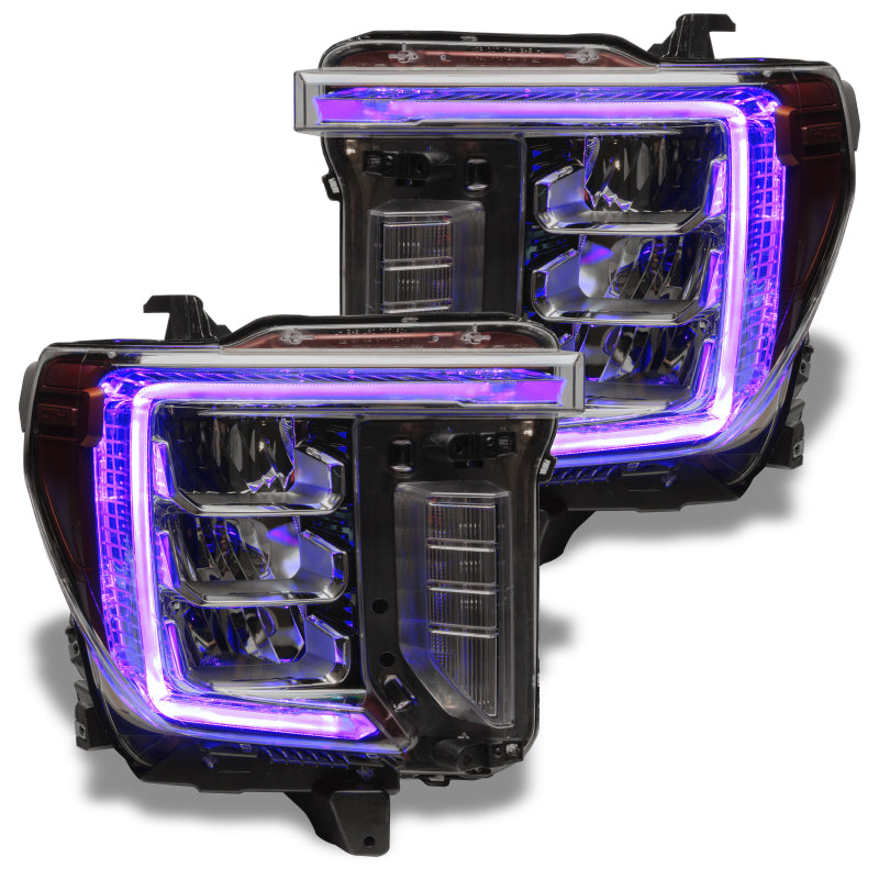 Oracle GMC Sierra 2500/3500 HD RGB+W headlight DRL kit with BC1 controller, featuring bright LED daytime running lights.