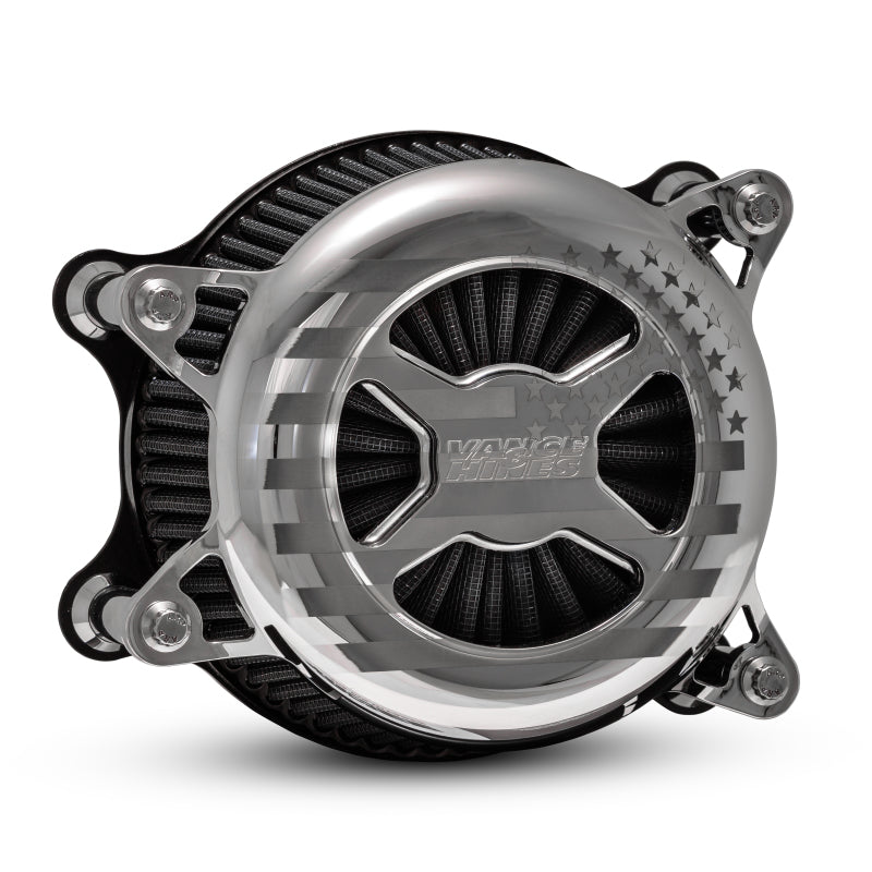 Chrome Vance & Hines VO2 Blade Air Intake for Harley Davidson Forty Eight and Iron 883 models, direct fit air filter.