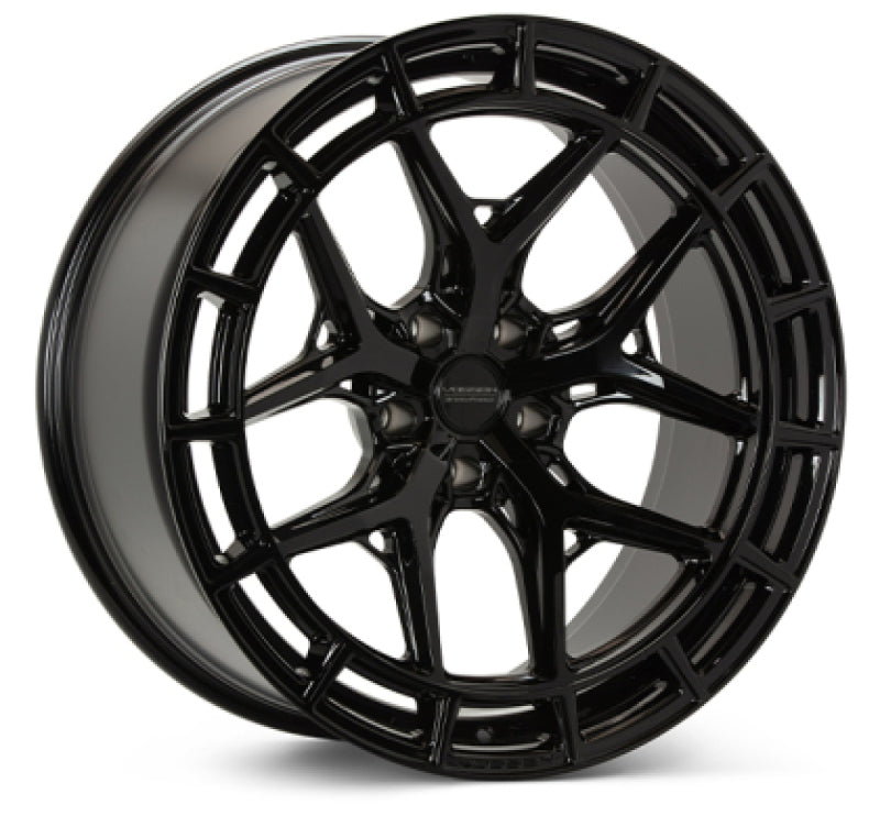 Vossen HFX-1 forged wheel, 23x10 inches, gloss black finish with 5x114.3 bolt pattern and ET36 offset.