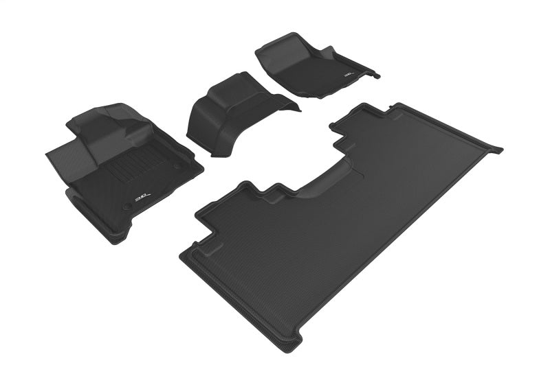 3D MAXpider rubber floor mats for Ford F-150 Super Cab bench seat in black, full set designed for 2015-2026 truck interior protection.