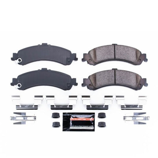 PowerStop Z23 Evolution Sport rear brake pads with hardware for Cadillac Escalade 2002-2006, performance brake replacement.