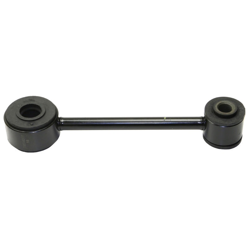 Moog 12-14 Ford Mustang rear sway bar link, sway bar endlink, showing the metal component with mounting points.