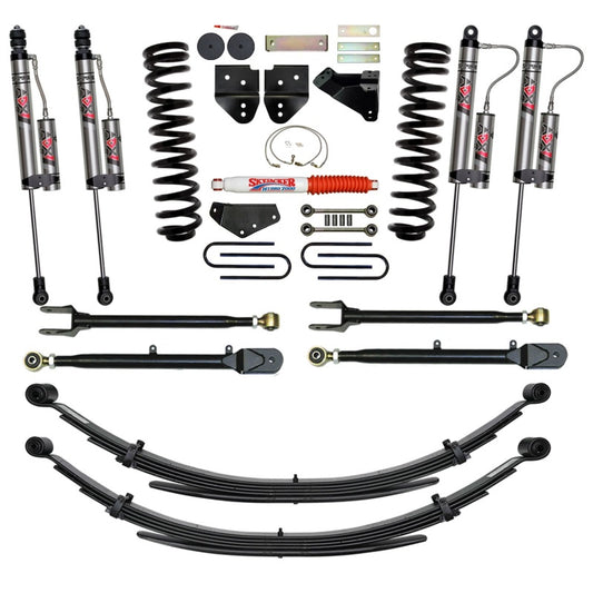 Skyjacker 6-inch lift kit for 2008 Ford F-250 Super Duty, including front and rear suspension components, in black.