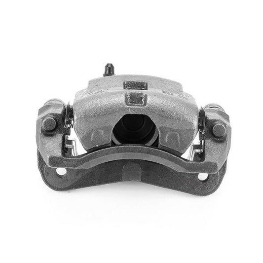 PowerStop OE front right brake caliper with bracket for Kia Rio 2003-2005, automotive part with detailed mounting features.