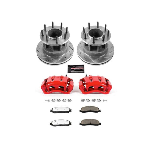PowerStop brake rotors for 2012 Ford F-350 Super Duty, front Z36 truck and tow kit with drilled and slotted design.