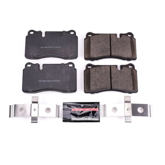 PowerStop Z23 Evolution Sport brake pads with hardware for front of 2006-2009 Land Rover Range Rover, performance brake components.