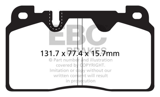 EBC S8 Brake Pad and Rotor Kit with slot and drilled brake rotors for enhanced stopping performance, shown in the image.