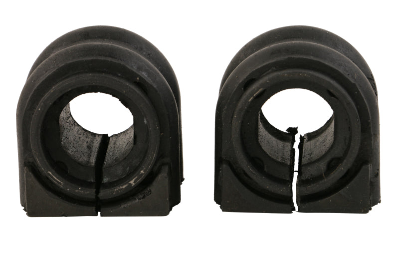 Moog sway bar bushings for Kia Optima 2011-2016, front and rear to frame stabilizer bar, close-up of rubber bushings.