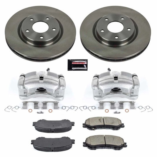 PowerStop OE front brake kit with calipers for 2014-2019 Nissan Rogue, includes brake rotors and calipers for enhanced stopping power.