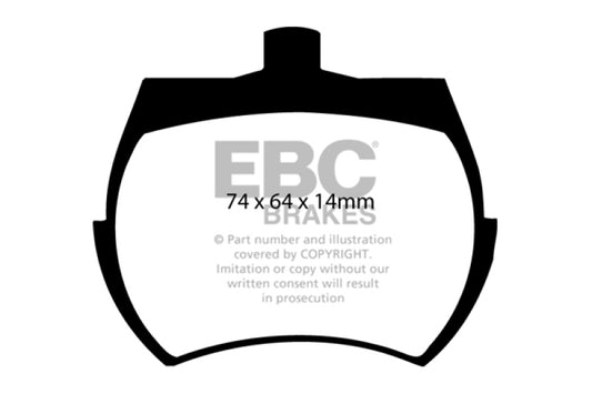 EBC Ultimax2 front brake pads for Austin-Healey Sprite with steel wheels, OE replacement brake pads, close-up view of the product.