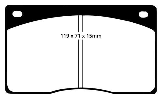 EBC Redstuff performance front brake pads for Aston Martin DB7 3.2 Supercharged, with visible brake pad design and branding.