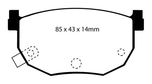 EBC Redstuff rear brake pads for Hyundai Elantra 2.0, high-performance brake pads installed on the vehicle's rear wheels