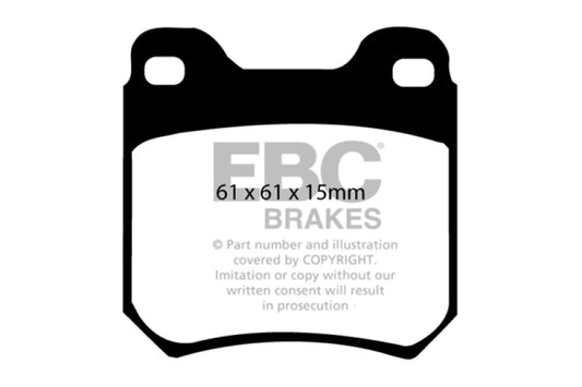 EBC Greenstuff rear brake pads for Cadillac Catera 3.0, performance brake pads with green friction material.