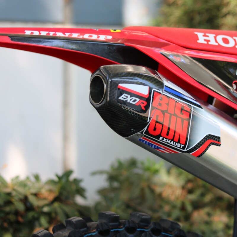 Big Gun 21-23 Honda CRF 450R EVO R MX full exhaust system with sleek metallic finish for motocross performance.