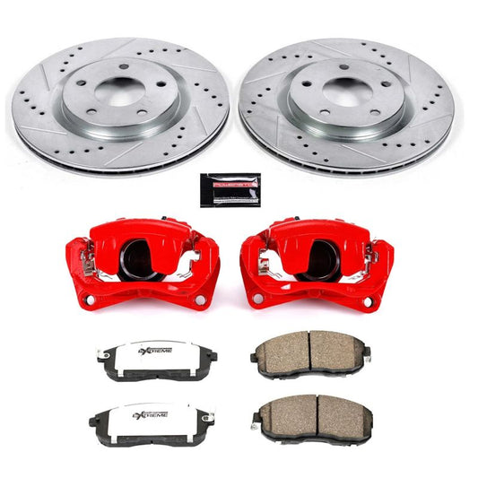 PowerStop Z26 Street Warrior brake kit with front calipers for 2007-2012 Nissan Sentra, performance brake upgrade.