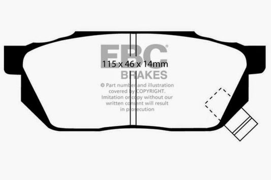 EBC Greenstuff front brake pads for 1984-1987 Honda Civic CRX 1.5 DX, performance brake pads with green friction material.