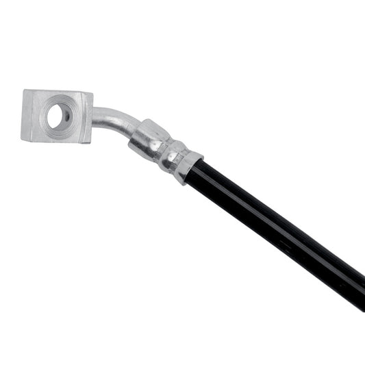 DFC Cadillac CTS rear right brake hose from the brake line kit, showing the flexible rubber and metal fittings.
