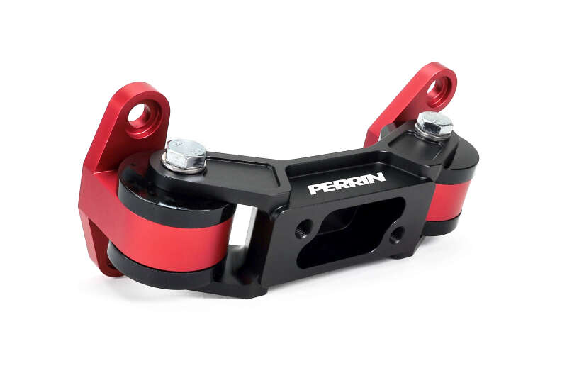 PERRIN manual transmission support mount for Subaru Crosstrek, Forester, WRX STI, showcasing durable black automotive mount.