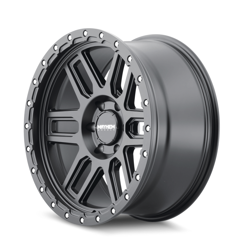 Mayhem 8304 Delta matte black cast wheel with 17x9 inch size, 6x139.7 bolt pattern, -12mm offset, and 106mm hub.