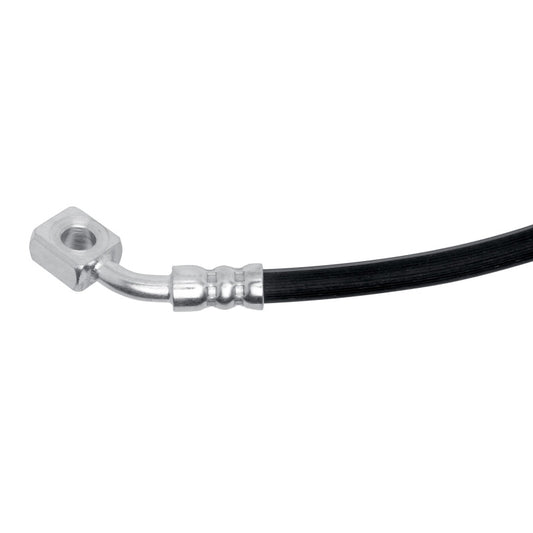 DFC Cadillac ATS front right brake hose from the brake line kit, showing the flexible rubber and metal fittings.