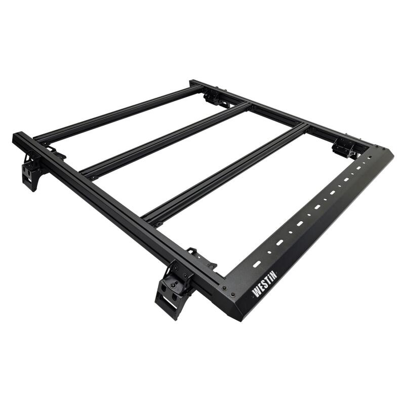 Westin Jeep Wrangler JL Unlimited Mesa Roof Rack, sturdy black roof rack with mounting rails for off-road adventures
