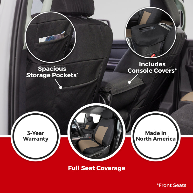 Covercraft Endura PrecisionFit second row seat covers for Toyota Grand Highlander, custom-fit, durable fabric, snugly fitted on seats.