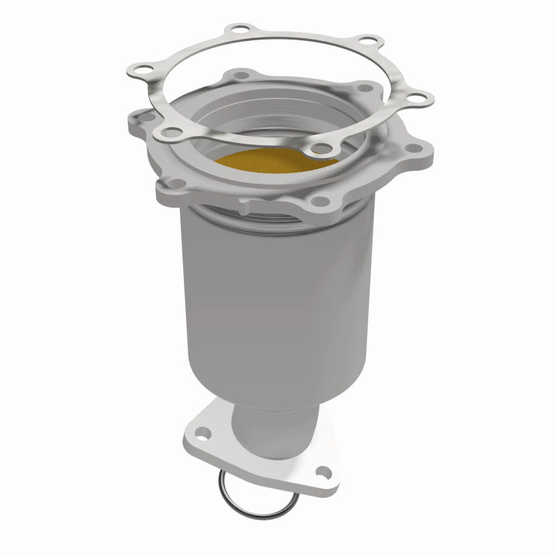 MagnaFlow catalytic converter for 1997 Infiniti QX4 3.3L, direct fit exhaust part with metal casing and inlet/outlet connections.