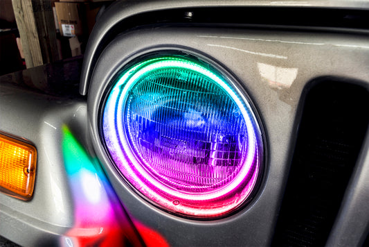 Oracle Lighting LED Waterproof Halo Kit for Jeep Wrangler TJ 97-06 fog lights with ColorSHIFT halo illumination.
